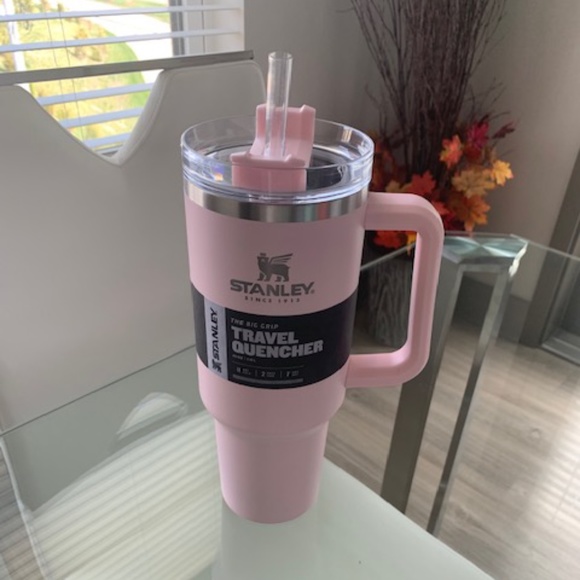 stanley travel mug with handle pink